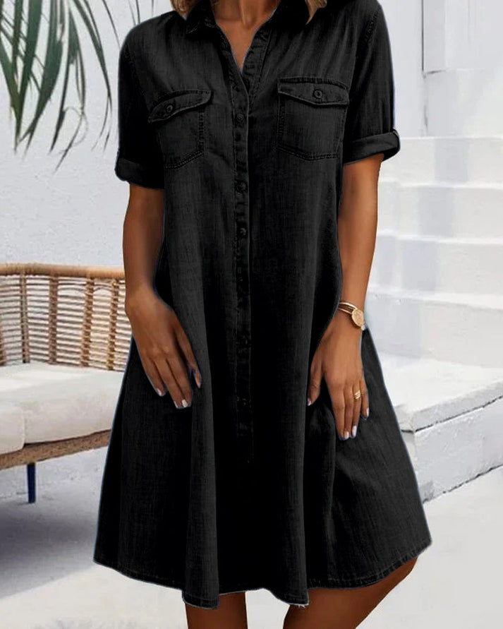 Anwen | Short Sleeve Button Dress
