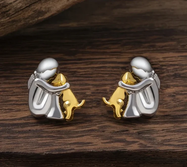 SILVER AND GOLD TWO-TONE HUG EARRINGS