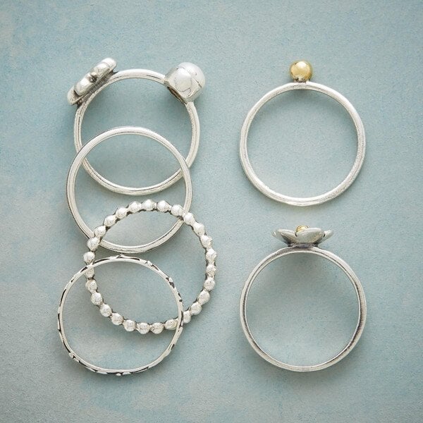 FLOWER PEARL RING SET
