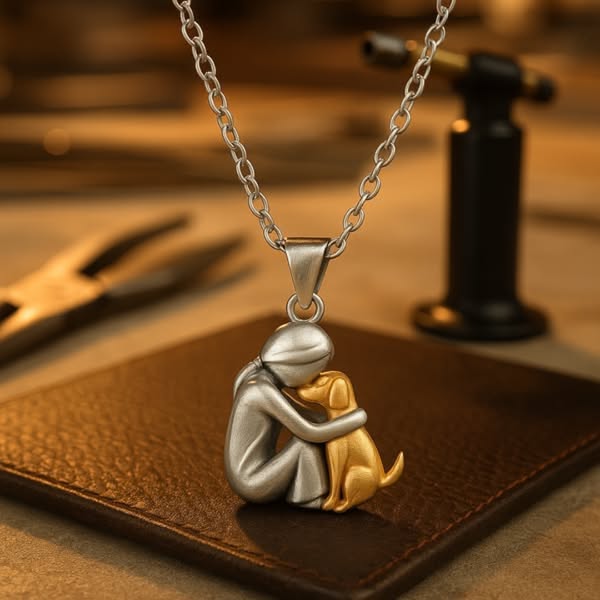 DOG HUG PENDANT NECKLACE