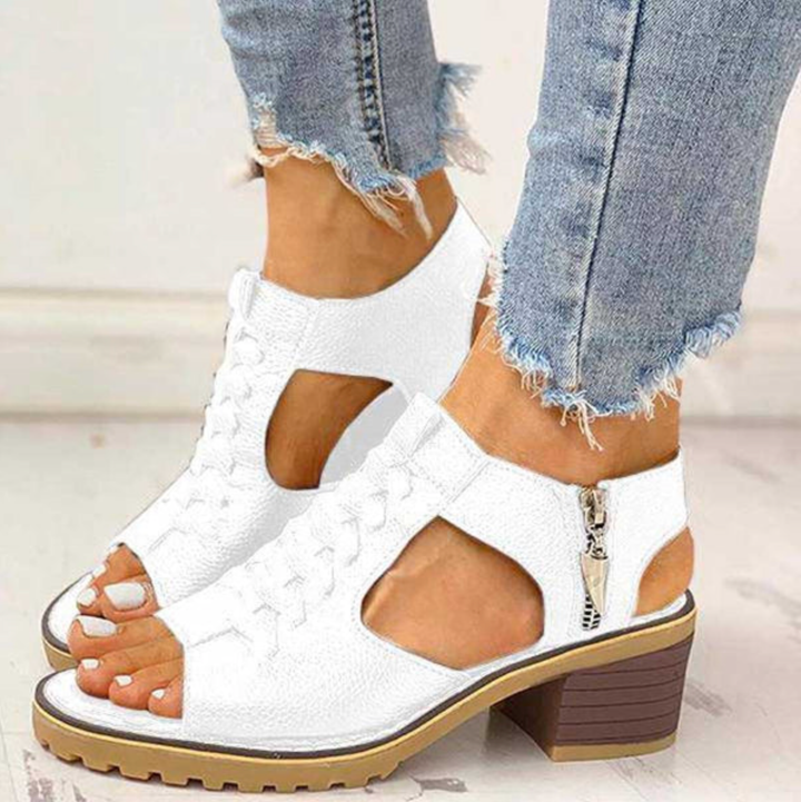 Lianne | Orthopedic Block Heel Sandals with Side Zipper