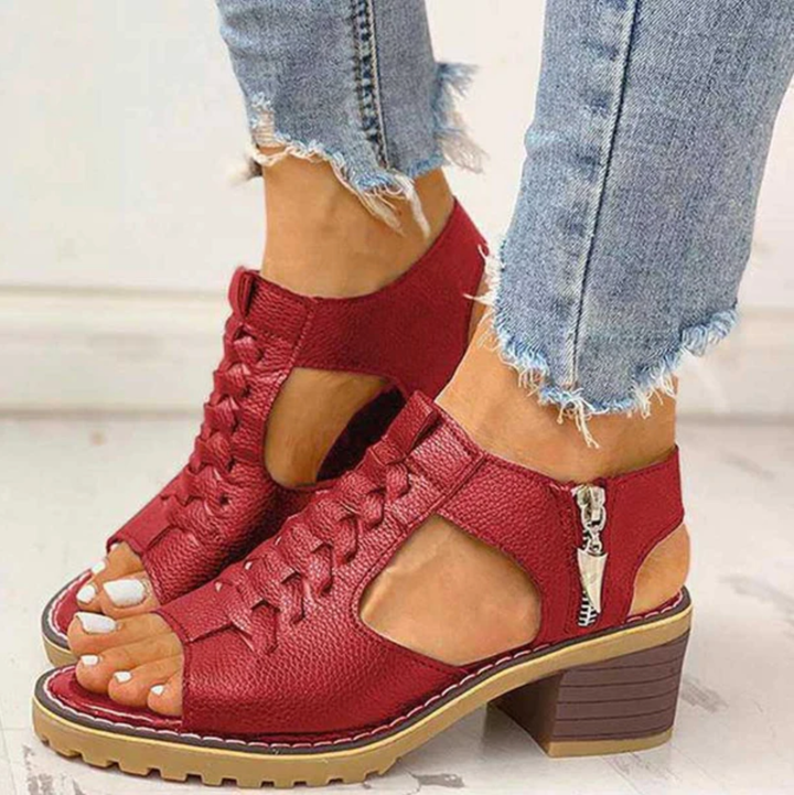 Lianne | Orthopedic Block Heel Sandals with Side Zipper