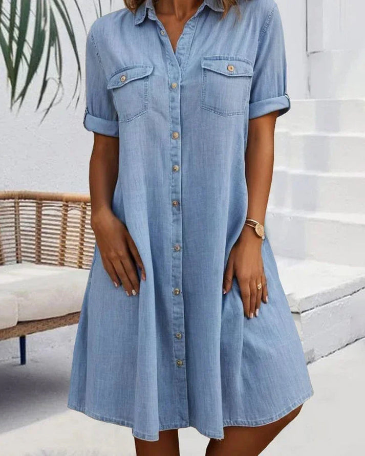 Anwen | Short Sleeve Button Dress