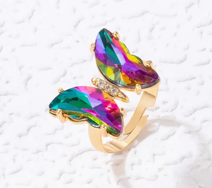 COLOURFUL BUTTERFLY GOLD RING