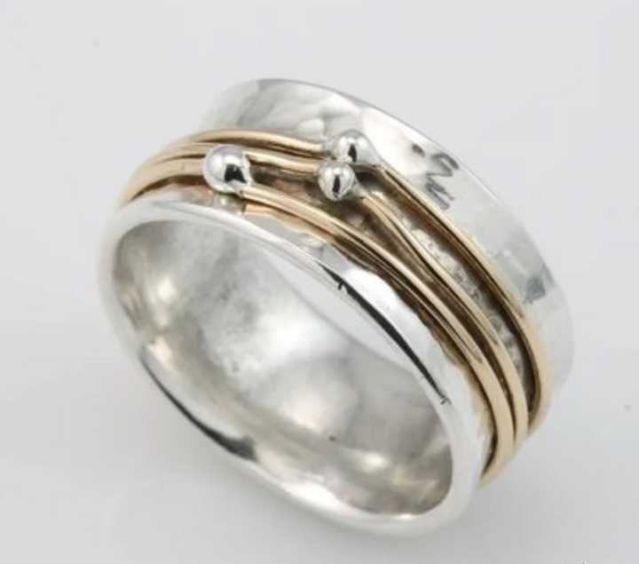 SHINE VINTAGE GOLD LAYERED SILVER RING