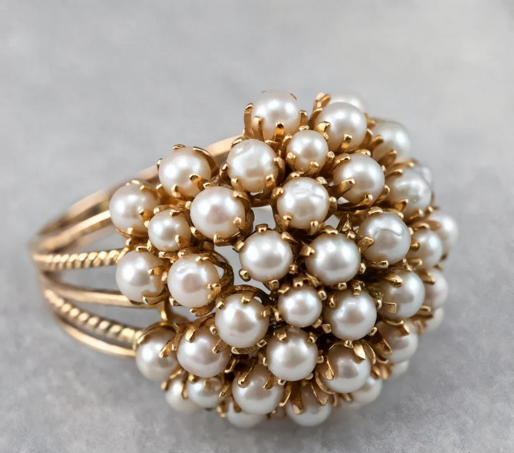 BLUSH INLAID PEARLS RING