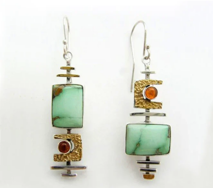 BOHO EARRINGS WITH EMERALD SILVER