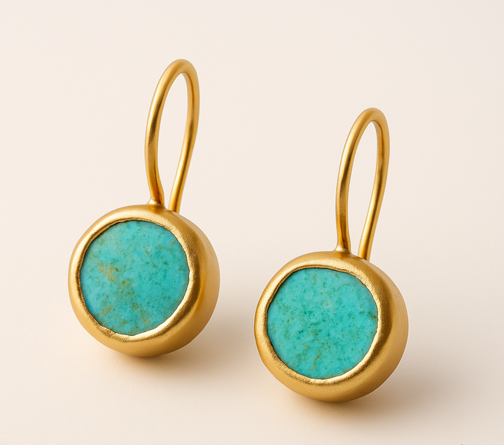 GOLD EARRINGS WITH TURQUOISE STONE