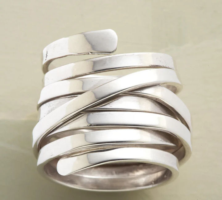 VINTAGE THICK LAYER SILVER RING