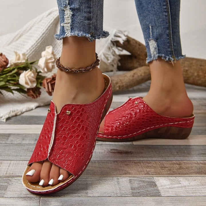 Maria Embossed Metallic Sandals