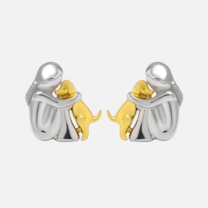 SILVER AND GOLD TWO-TONE HUG EARRINGS