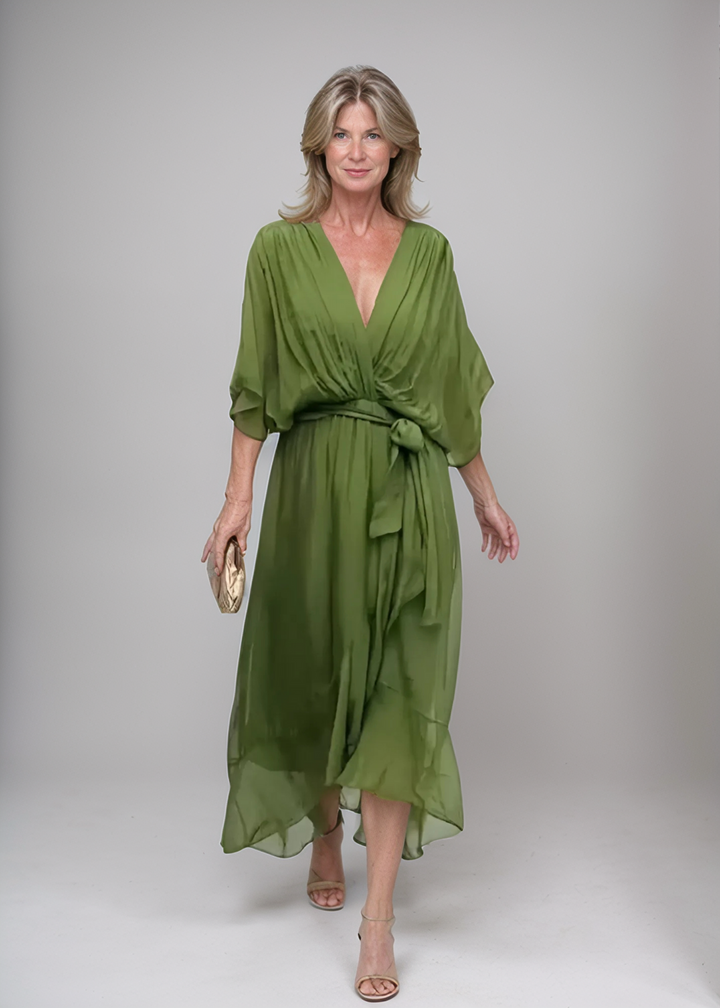 Monica | Chiffon wrap-effect midi dress