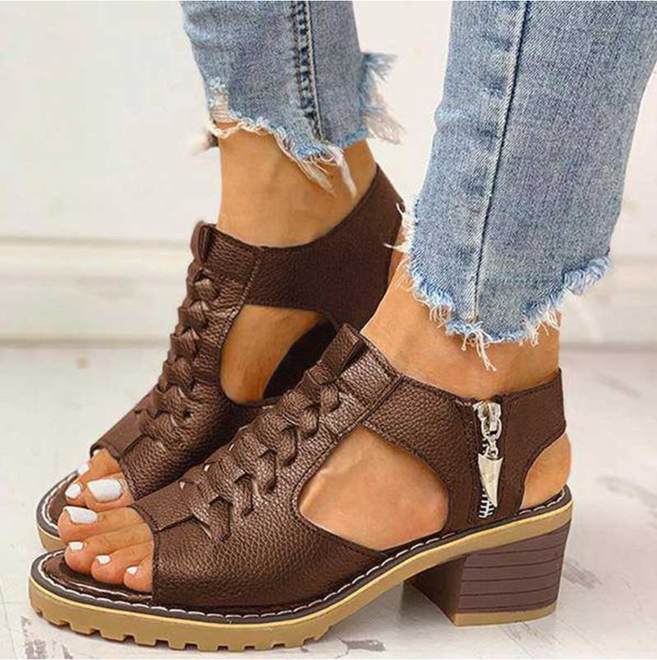 Lianne | Orthopedic Block Heel Sandals with Side Zipper