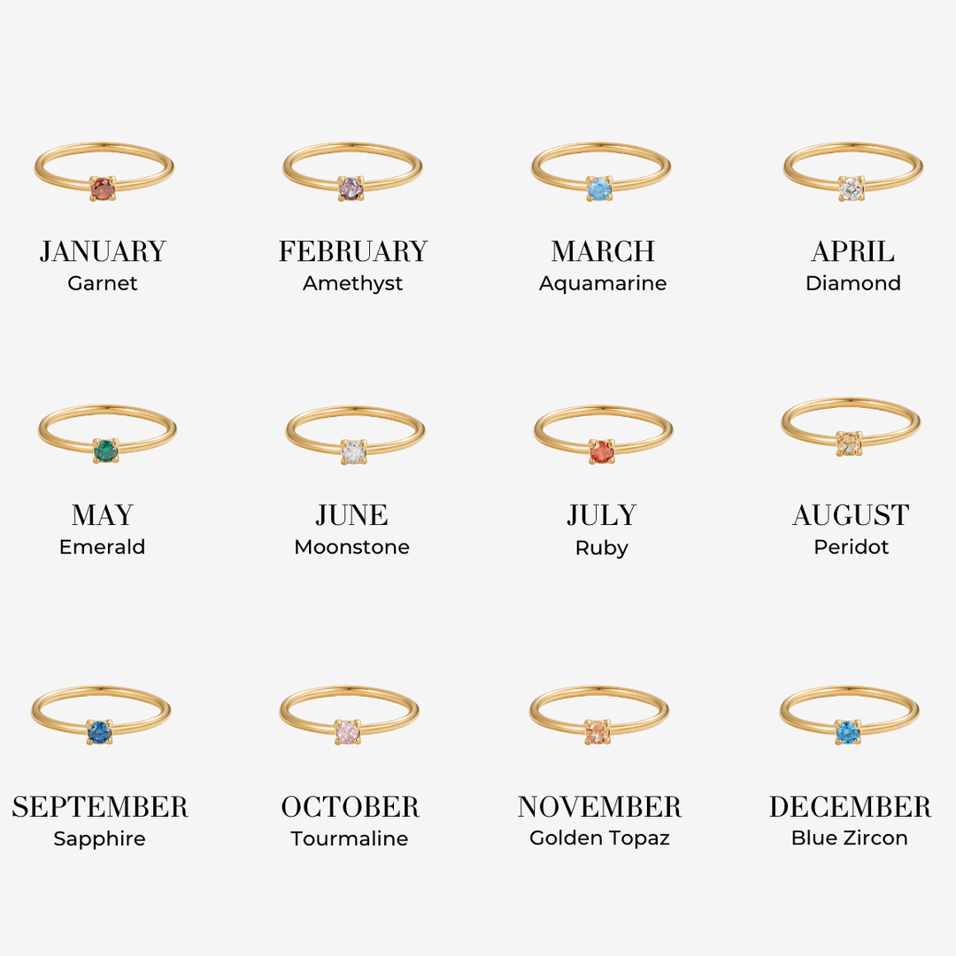 Elegant Solid Birthstone Rings