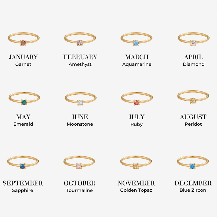 Elegant Solid Birthstone Rings