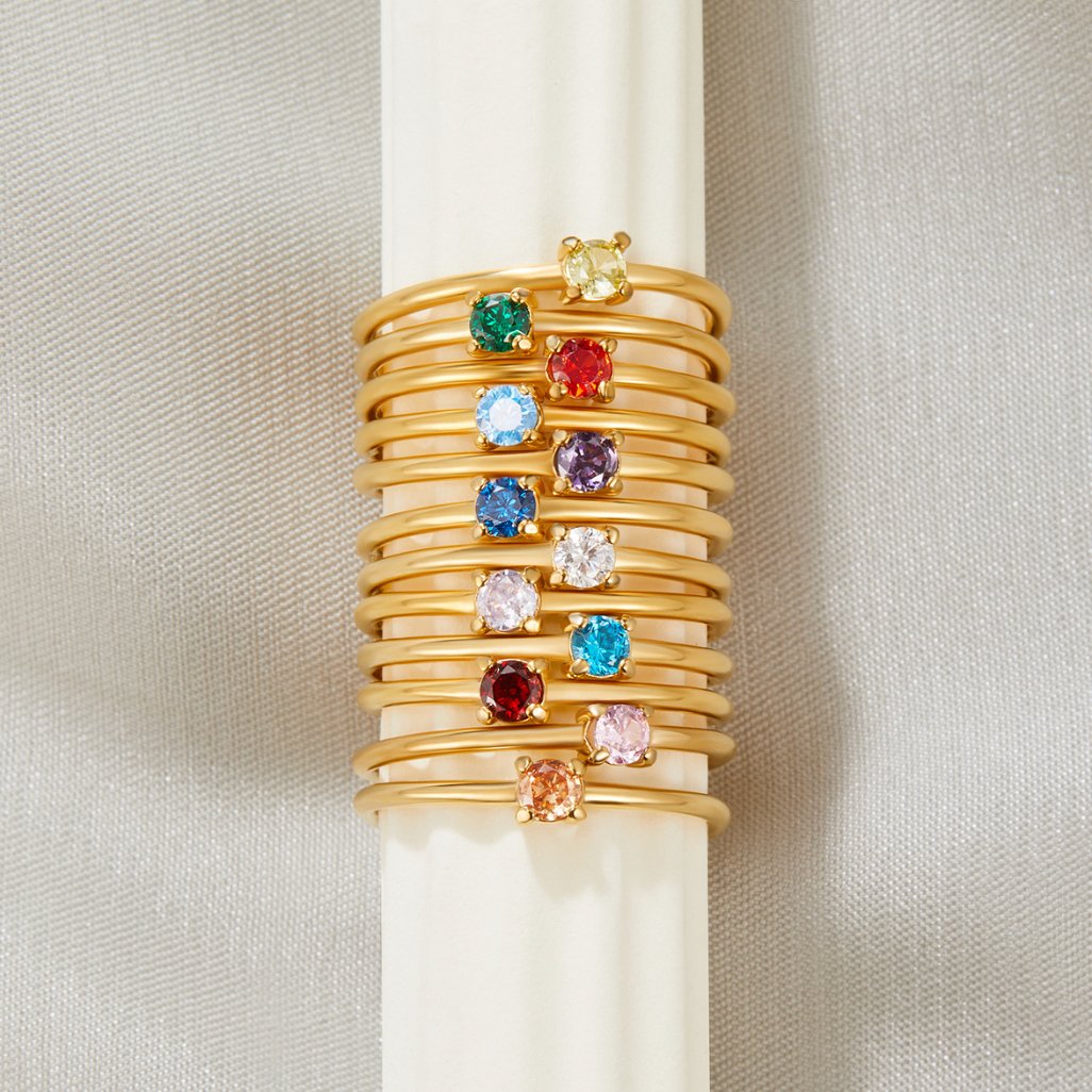 Elegant Solid Birthstone Rings