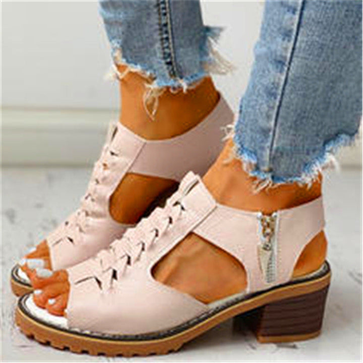 Lianne | Orthopedic Block Heel Sandals with Side Zipper