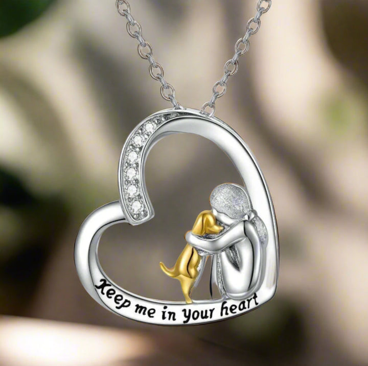 HEART DOG SILVER NECKLACE WITH ZIRCONIA