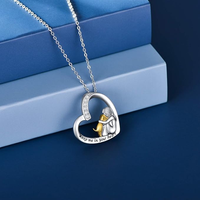 HEART DOG SILVER NECKLACE WITH ZIRCONIA