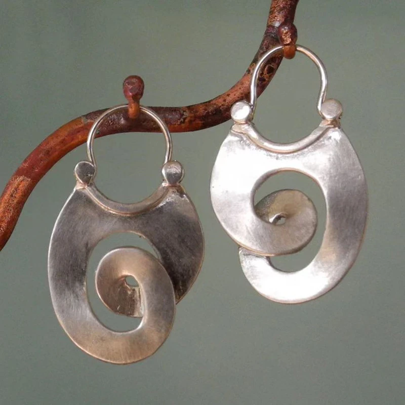 IRREGULAR GEOMETRIC SPIRAL EARRINGS SERPENTINE