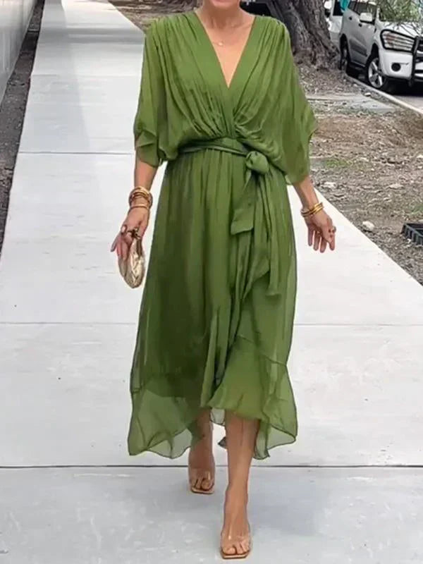Monica | Chiffon wrap-effect midi dress
