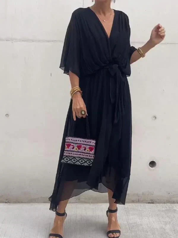Monica | Chiffon wrap-effect midi dress