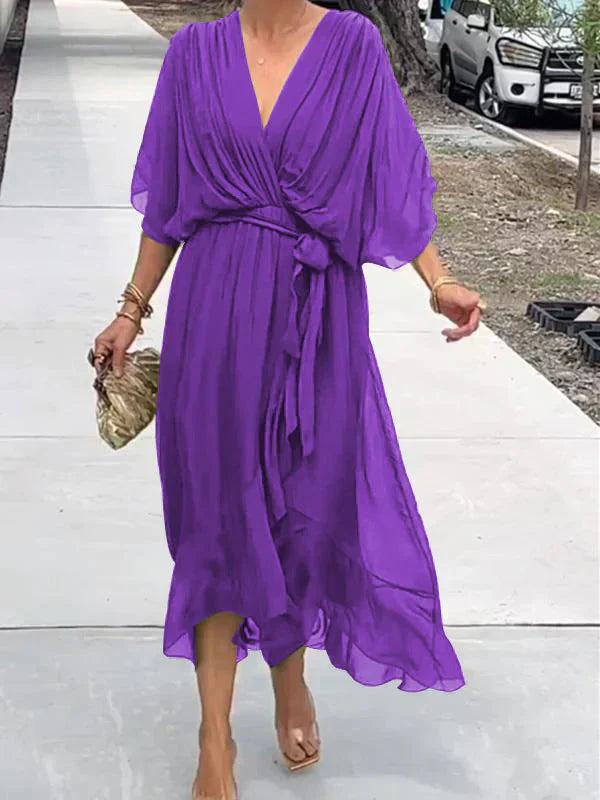 Monica | Chiffon wrap-effect midi dress