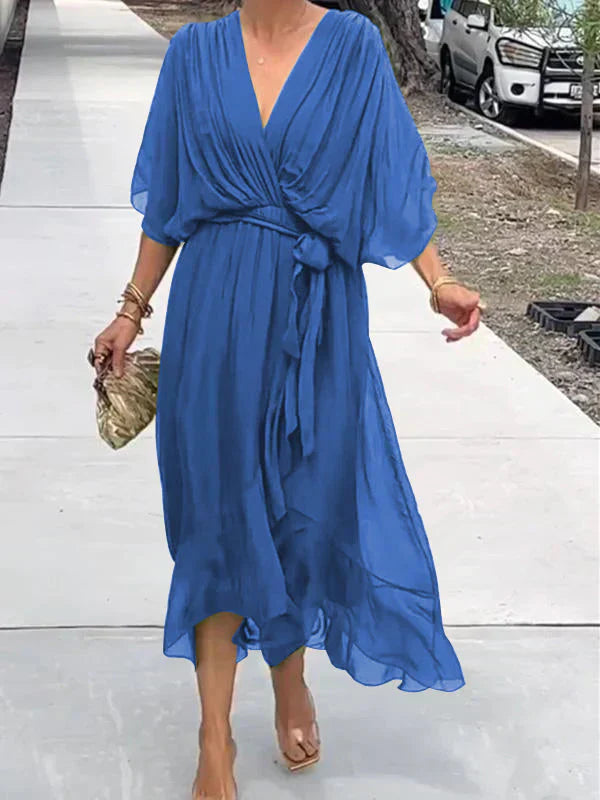 Monica | Chiffon wrap-effect midi dress