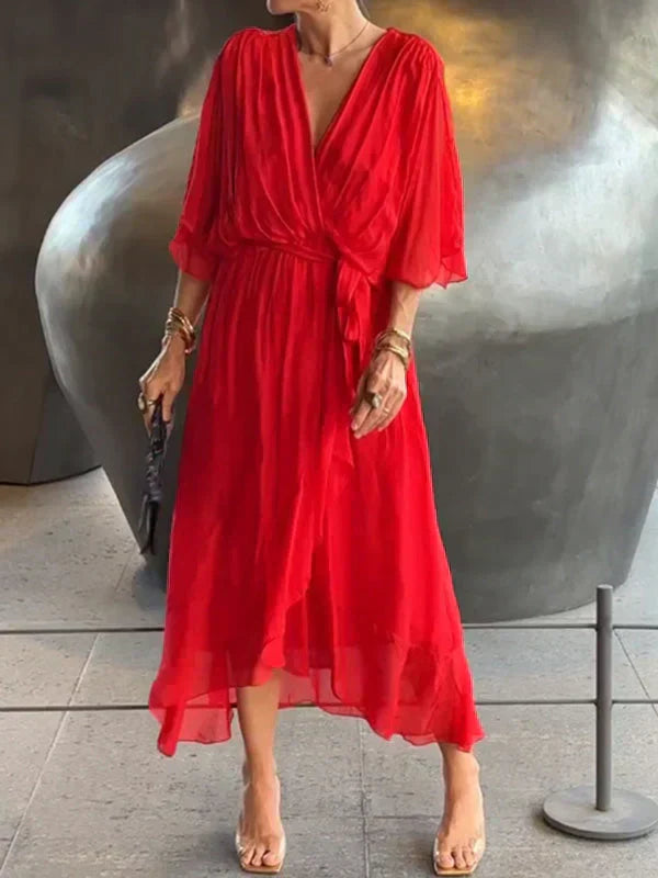 Monica | Chiffon wrap-effect midi dress