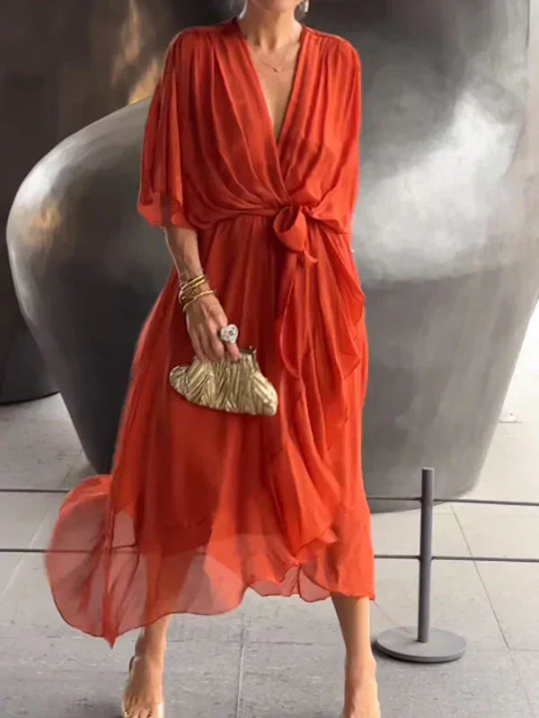 Monica | Chiffon wrap-effect midi dress