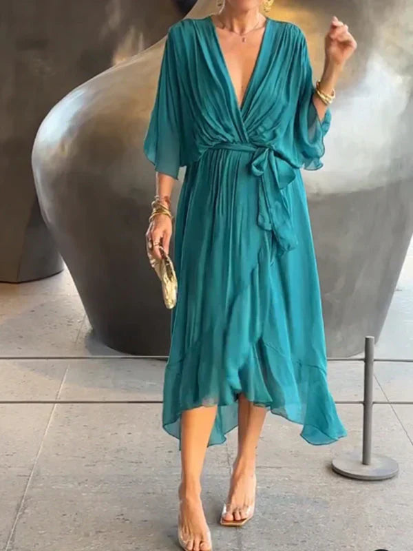 Monica | Chiffon wrap-effect midi dress