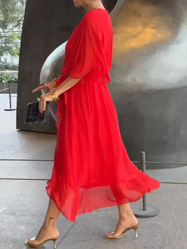 Monica | Chiffon wrap-effect midi dress