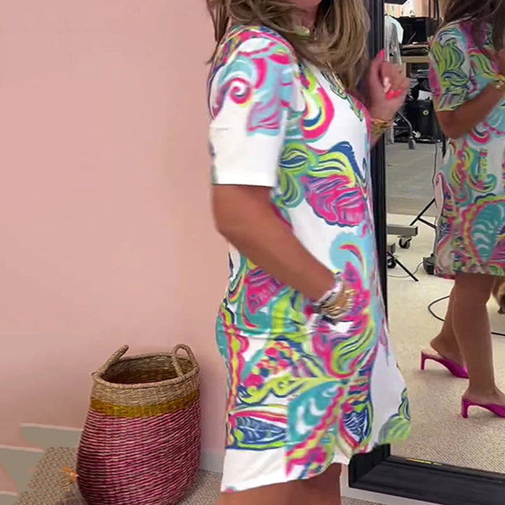 Heloise | Colorful Printed V-Neck Dress