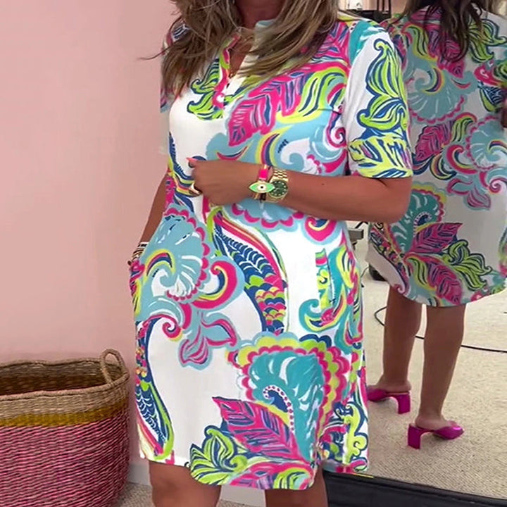 Heloise | Colorful Printed V-Neck Dress