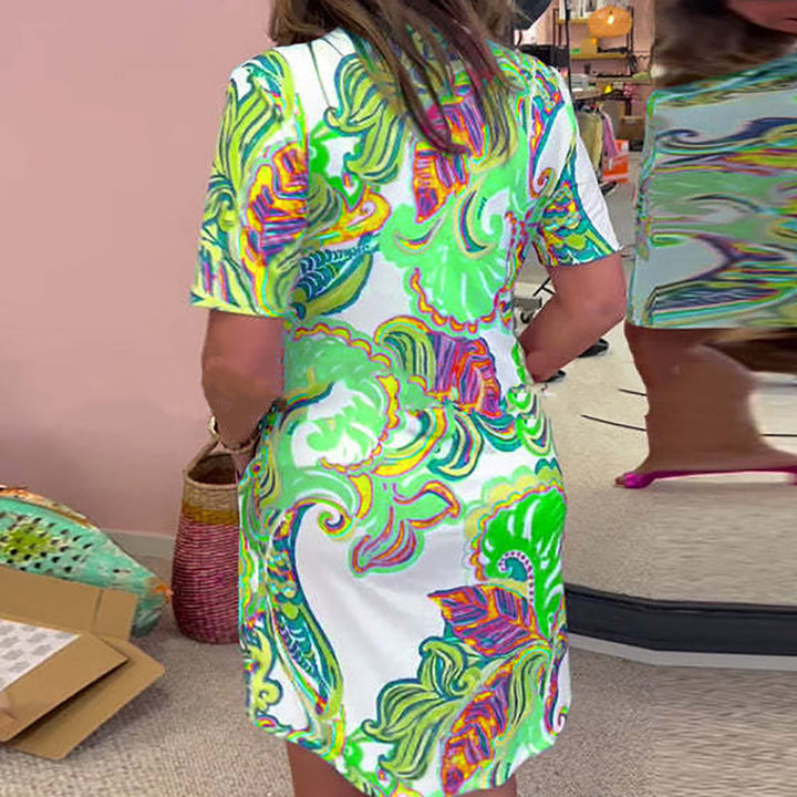 Heloise | Colorful Printed V-Neck Dress